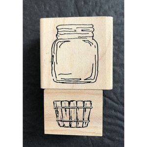 Judith Rubber Stamp Lot Mason Canning Jar Wood Barrel Bucket Country Barn Farm
